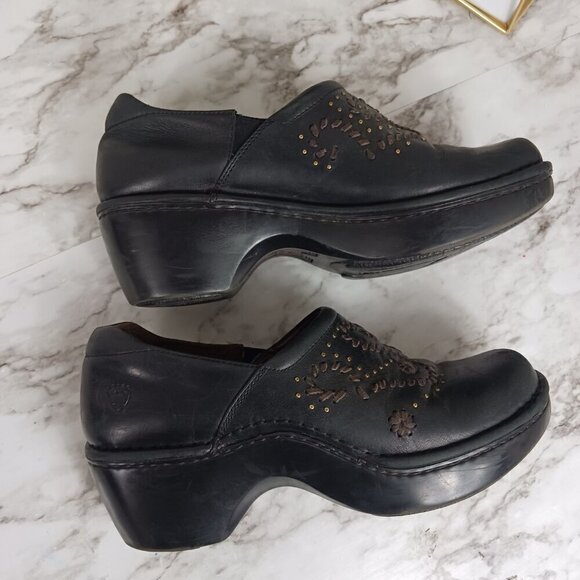 ARIAT Strathmore Studded Clogs Black Leather slip-on Platform size 9.5 women's - Picture 4 of 9